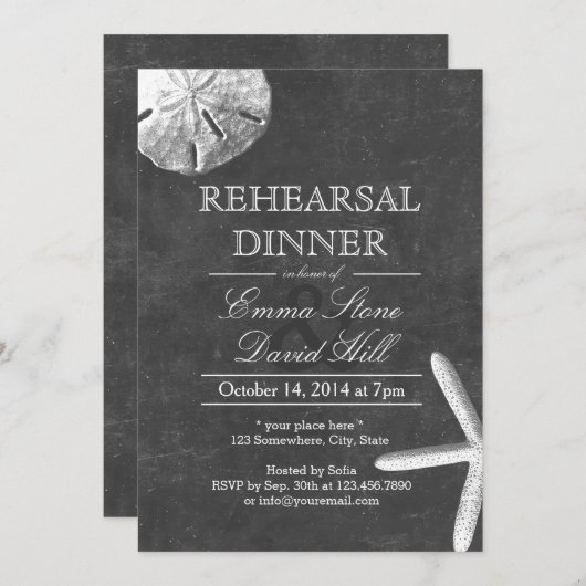 strand thema Chalkboard repesal Dinner Kaart (Voorkant / Achterkant)