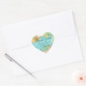 Strand thema "dank u" bruiloft verjaardag hart sticker (Envelop)