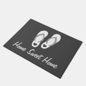 Strand thema deurmat met teenslippers en offerte (Schuin)