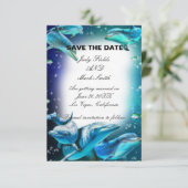 Strand Thema Dolfijn Bruiloft Save The Date Kaart (Staand voorkant)