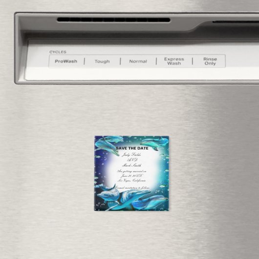 Strand Thema Dolfijn Bruiloft Save The Date Magnet (Insitu (Vaatwasser))