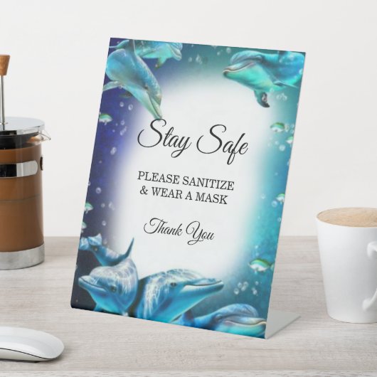 Strand Thema Dolfijn Bruiloft Veiligheid Reclamebord Met Voetstuk (Insitu)