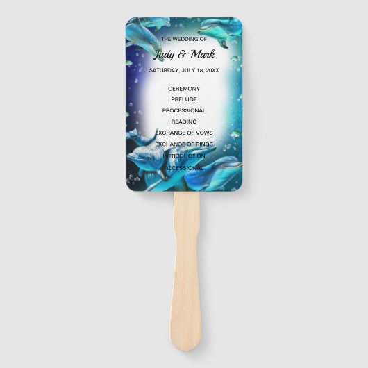Strand Thema Dolfijn Trouwprogramma Fans Handwaaier (Voorkant)