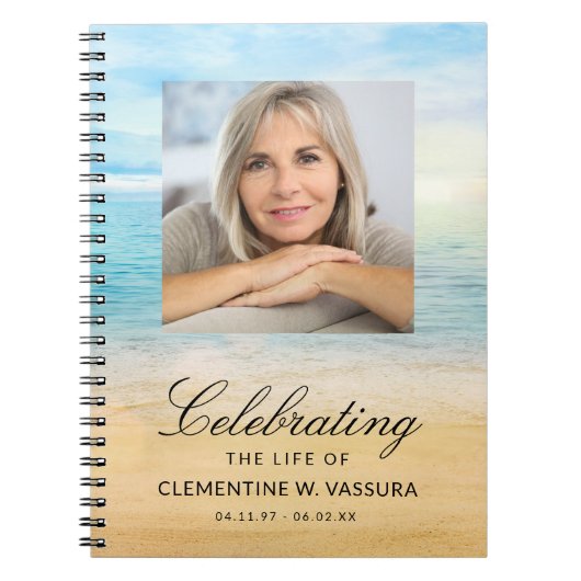 Strand thema gedenkteken begrafenis foto gast notitieboek (Voorkant)