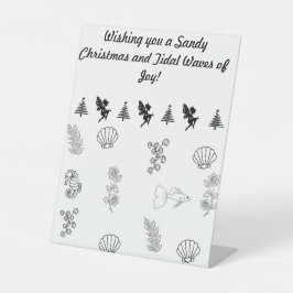 Strand thema kerst - grappig citaat reclamebord met voetstuk