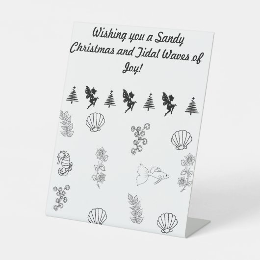 Strand thema kerst - grappig citaat reclamebord met voetstuk (Voorkant)