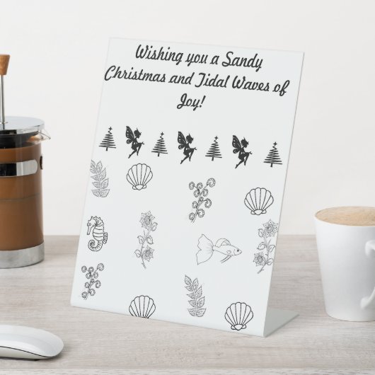 Strand thema kerst - grappig citaat reclamebord met voetstuk (Insitu)