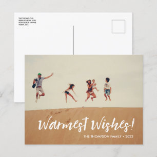 Strand thema Kerstmis Warmste Wensen Familie Foto Feestdagenkaart