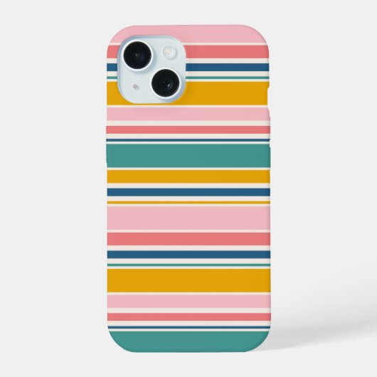 Strand thema kleur strepen iPhone 15 case (Achterkant)