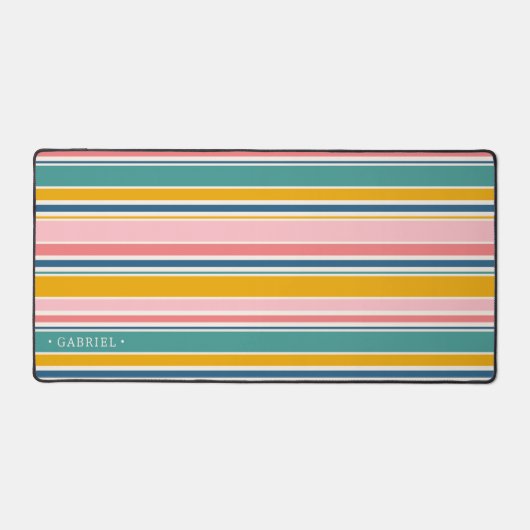 Strand thema kleur strepen | Jouw namen toevoegen Bureaumat (Voorkant)