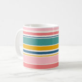 Strand thema kleur strepen | Jouw namen toevoegen Koffiemok (Voorkant links)