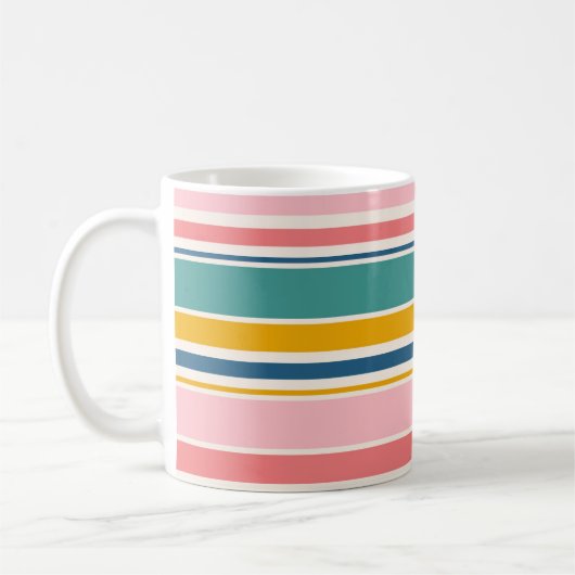 Strand thema kleur strepen | Jouw namen toevoegen Koffiemok (Links)