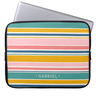 Strand thema kleur strepen Jouw namen toevoegen Laptop Sleeve