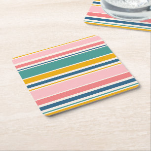 Strand thema kleur strepen kartonnen onderzetters