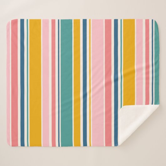Strand thema kleur strepen sherpa deken (Voorkant (horizontaal))