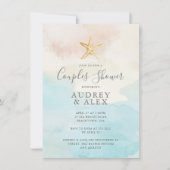 Strand thema koppels douche uitnodiging (Voorkant)