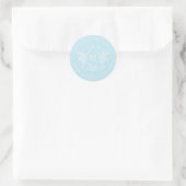 Strand Thema Lichtblauw Monogram Bruiloft sticker (Tas)
