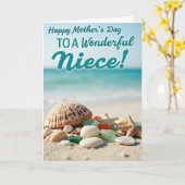 Strand Thema Moederdag Wenskaart Kaart (Gele Bloem)