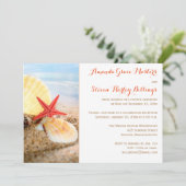 Strand Thema Na-Huwelijksfeest Uitnodiging (Staand voorkant)