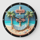 Strand-thema Ontspannende hangmat palmbomen Grote Klok (Voorkant)