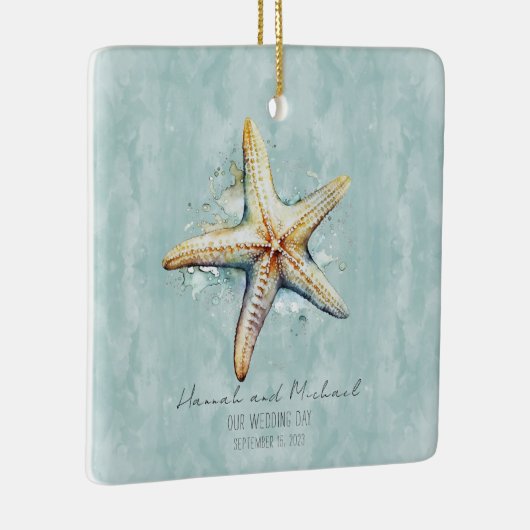 Strand thema "Onze trouwdag" Keramisch Ornament (Rechts)