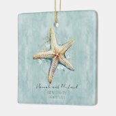 Strand thema "Onze trouwdag" Keramisch Ornament (Links)