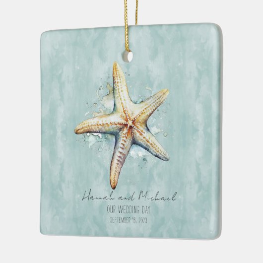 Strand thema "Onze trouwdag" Keramisch Ornament (Links)