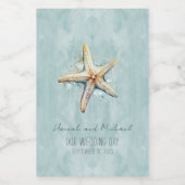 Strand thema "Onze trouwdag" Mini Wijn Etiket (Enkel label)