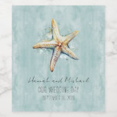 Strand thema "Onze trouwdag" Wijn Etiket (Enkel label)