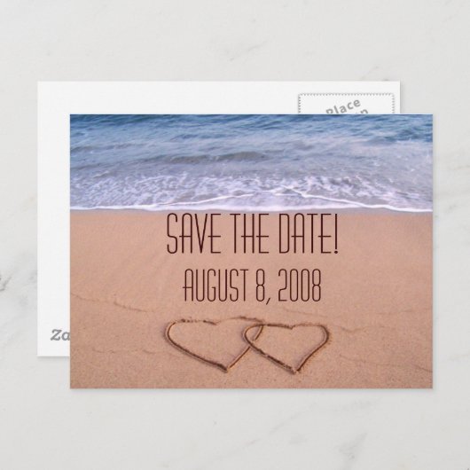 Strand thema opslaan van de datum aankondigingskaart (Voorkant / Achterkant)