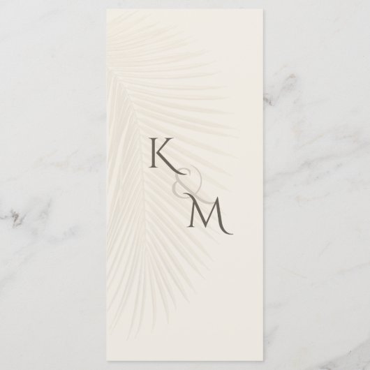 Strand thema Palm Leaves Menu (Achterkant)