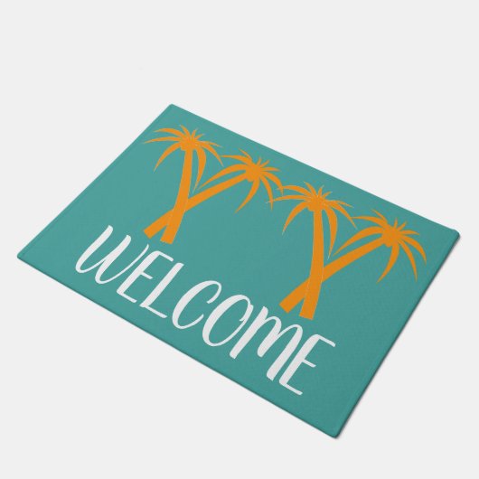 Strand thema palmbomen welkom mat (Schuin)