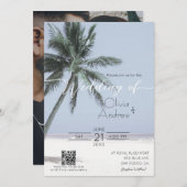 Strand thema palmboom bruiloft uitnodiging Sjabloo (Voorkant / Achterkant)