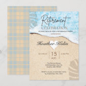 Strand Thema Pensioen Partij Online Printable Kaart (Voorkant / Achterkant)