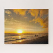Strand thema puzzel met surfers zonsondergang legpuzzel (Horizontaal)