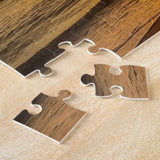 Strand thema puzzel met surfers zonsondergang legpuzzel (Zijkant)