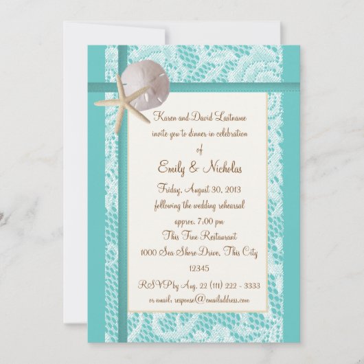 Strand thema repetitie diner kaart (Voorkant)