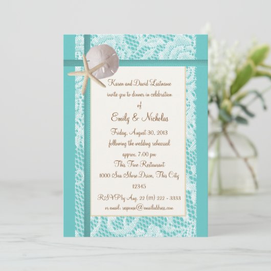 Strand thema repetitie diner kaart (Staand voorkant)