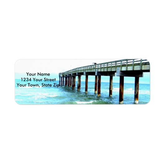 Strand thema retour adreslabels etiket (Voorkant)