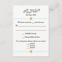 Strand thema RSVP-kaart met Starfish-accenten