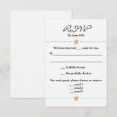 Strand thema RSVP-kaart met Starfish-accenten RSVP Kaartje (Voorkant / Achterkant)