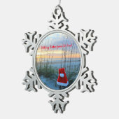 Strand Thema Snowflake Ingelijste Ornament (Rechts)