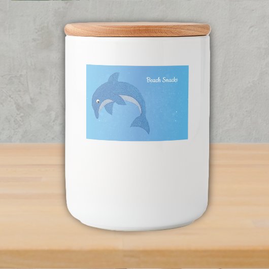 Strand Thema Sparkle Blue Dolphin Jumping Positie Voedselcontainer Etiket