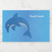 Strand Thema Sparkle Blue Dolphin Jumping Positie Voedselcontainer Etiket (Enkel label)