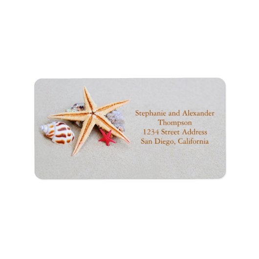 Strand Thema Starfish en Seashell Adreslabel Etiket (Voorkant)