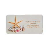 Strand Thema Starfish en Seashell Adreslabel Etiket (Voorkant)