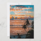 Strand Thema Sunset Palm Trees Retirement Party Kaart (Voorkant)