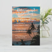 Strand Thema Sunset Palm Trees Retirement Party Kaart (Staand voorkant)