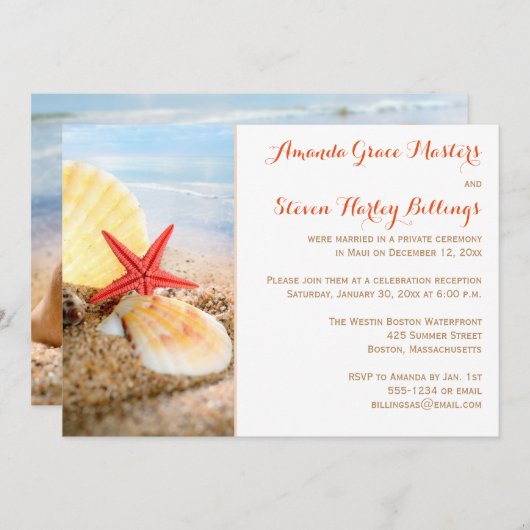 Strand Thema Trouwreceptie Uitnodiging (Voorkant / Achterkant)