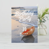 Strand Thema Verjaardagsfeest Uitnodiging (Staand voorkant)